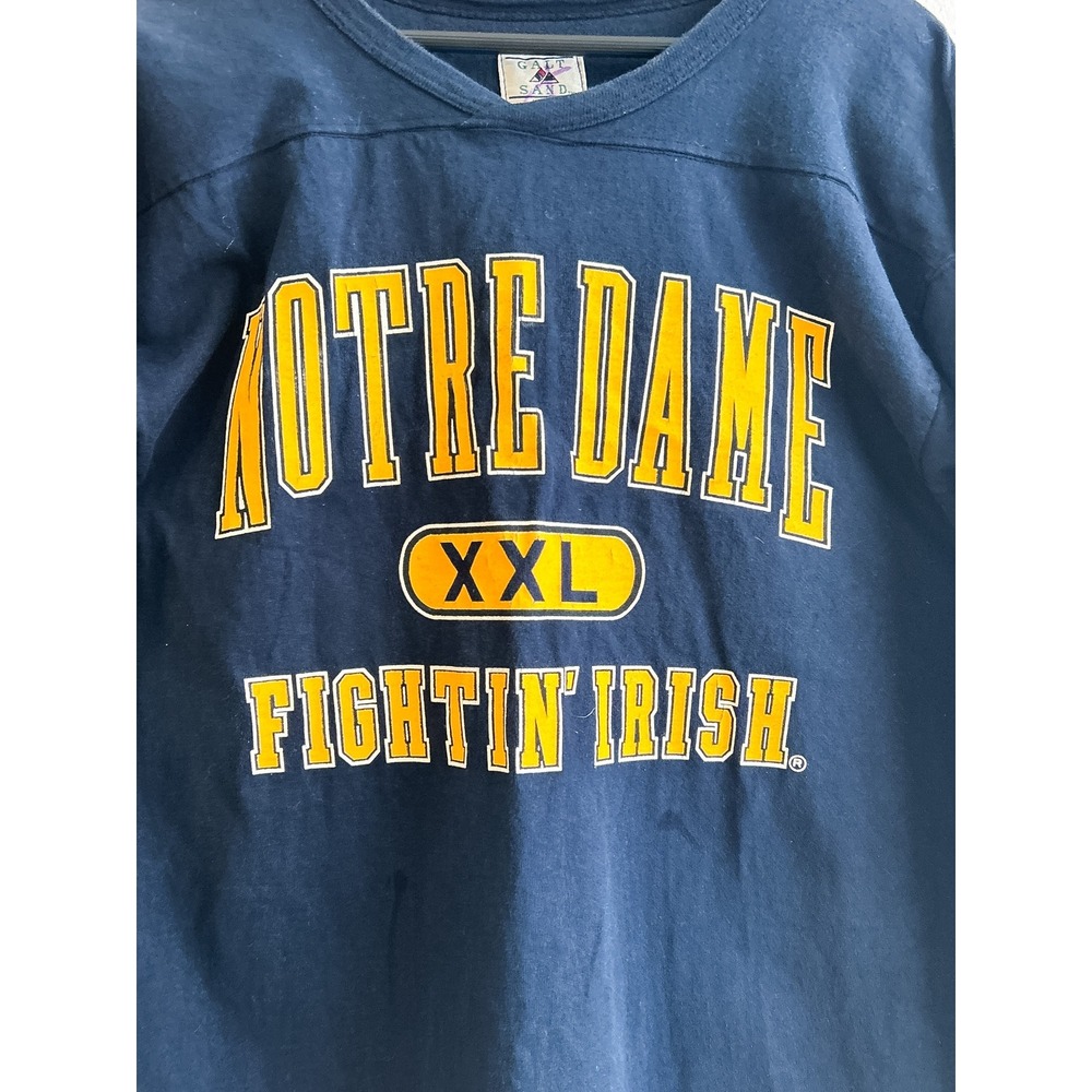 Vintage Galt Sand XXL Notre Dame Fightin Irish Long Sleeve Lou Holtz‎ Era Jersey - Picture 3 of 6
